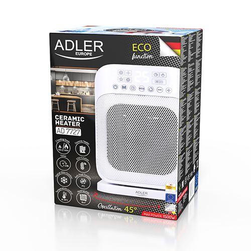 Keramický ohrievač Adler LCD s diaľkovým ovládaním 1500W